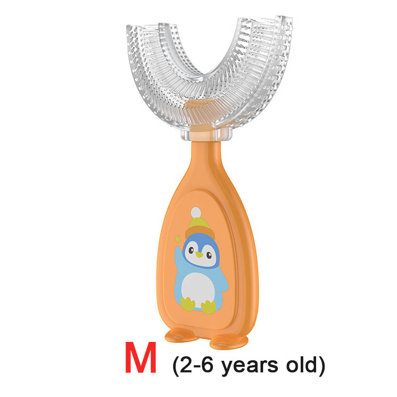 Spazzolino da denti per neonato spazzolino da denti per bambini denti per bambini cura orale spazzola per pulizia denti in Silicone morbido articoli per bambini regalo per bambini sd: orange M