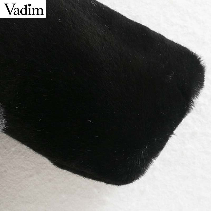 Vadim femmes fourrure manteaux veste pour homme poches cordon vestes vêtements d'extérieur pour femmes solide hauts amples CA597
