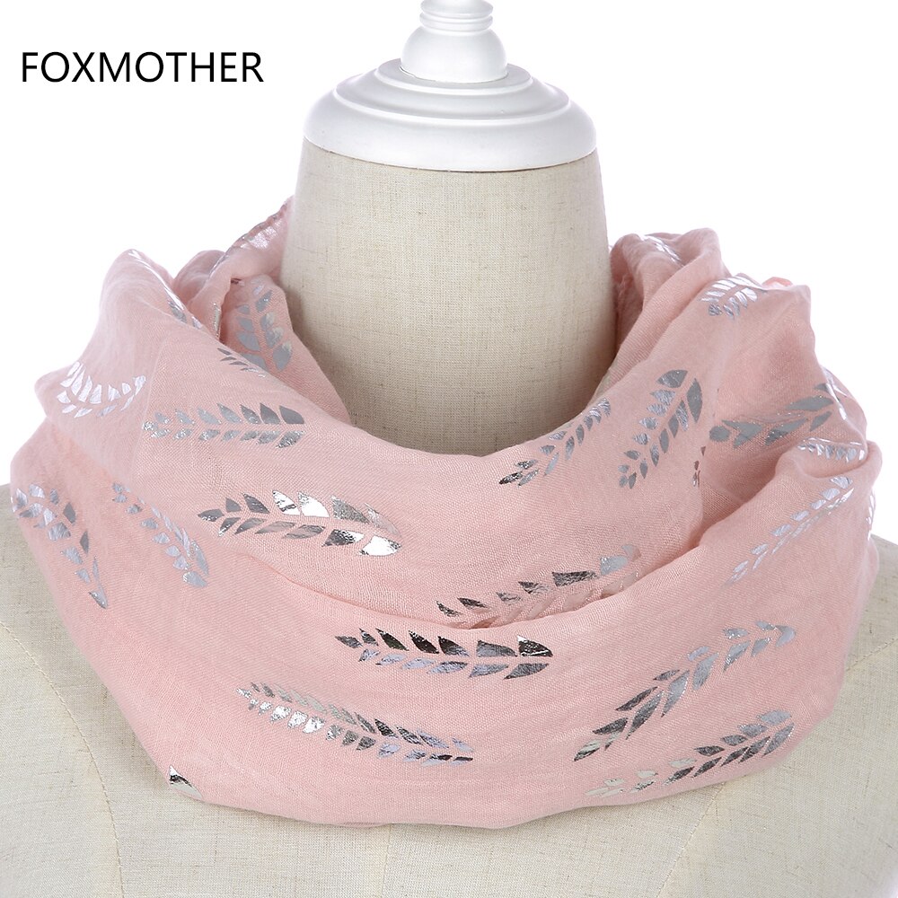 Foxmother fasjonable kvinner rosa hvit grå gul hveteblomst bronzing folie sliver skjerf til damer