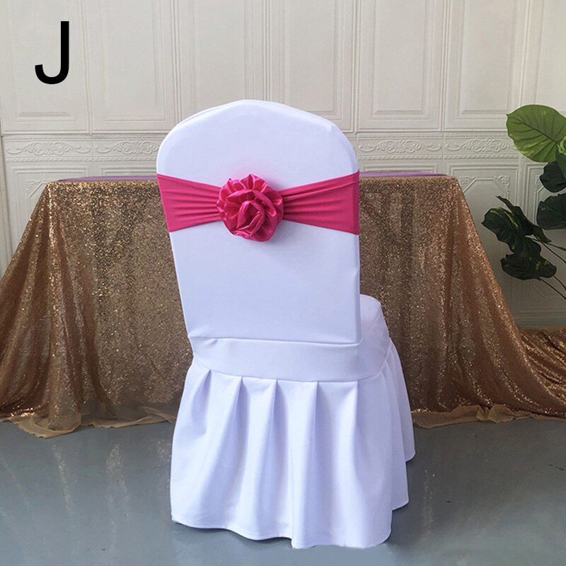 Elastische Polyester Stoel Band Bow Sash Stretch Stoel Sjerp Band Met Grote Bloem Voor Banket Hotel Bruiloft Verjaardag Party Decoratio: J