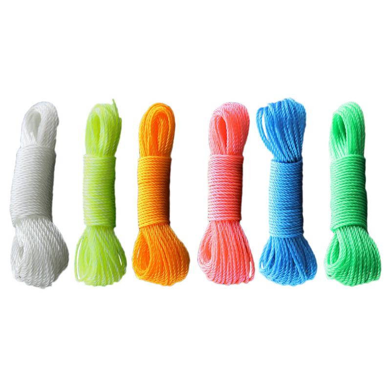 10m/20m Clotheslines Long Colored Nylon Rope Climbing Traction Tying Shade Net Rope Clothesline Garden Supplies