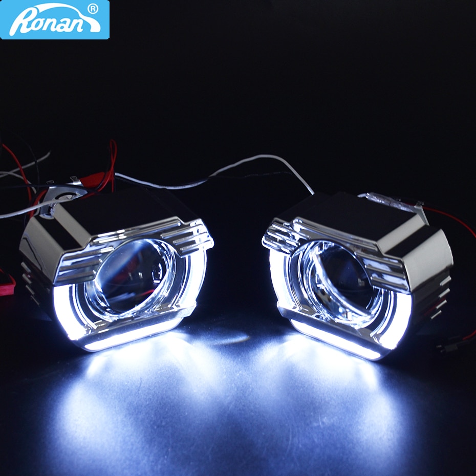 Ronan 2,0 moto H1 bi xenon led Ojos de Ángel, un juego de shrouds H4 H7 adaptador de faro de coche, utiliza bombilla H1 para retroinstalación