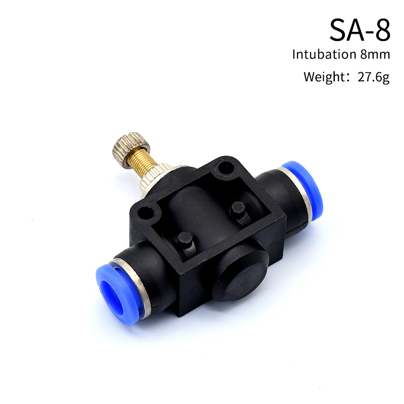 Air Flow Speed Control Valve Tube Water Hose Pneumatic Push In Fittings Throttle Valve SA 4-12mm: Blue