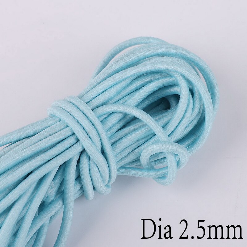 Cuerda elástica de 5 metros de largo, 2,5mm de ancho, banda de goma redonda colorida de , línea elástica para accesorios de costura artesanal: Turquoise