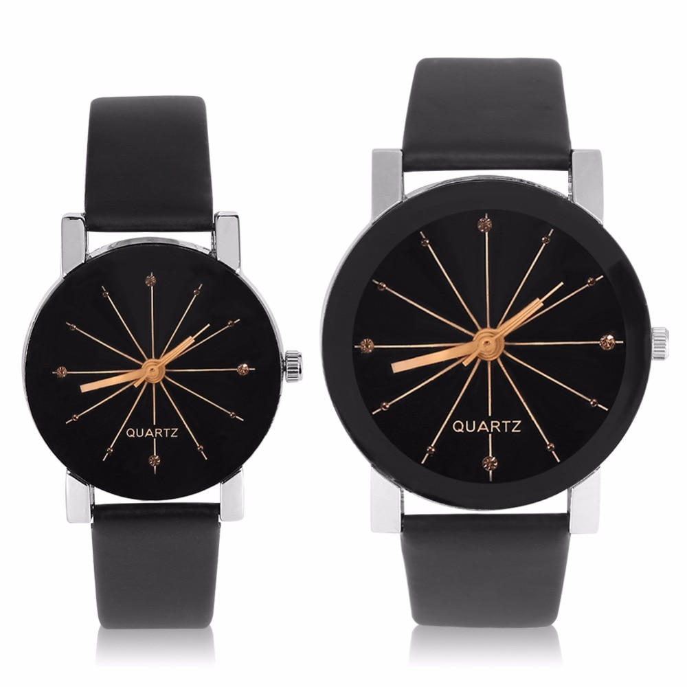 Dames quartzhorloges relogio masculinos wijzerplaat tijd herenklok pu leren jurk ronde kast uur liefhebbers horloge bayan kol saat