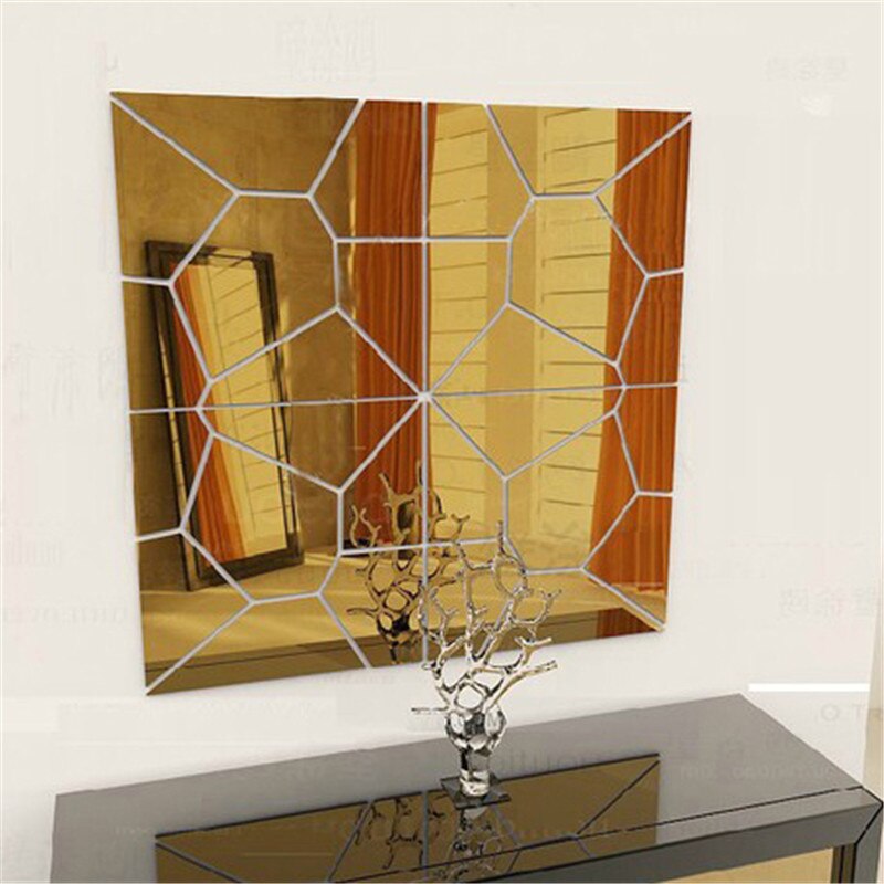 Pegatinas de espejo 3D para pared, pegatinas geométricas removibles, DIY TV de fondo, decoración de la habitación del hogar, YE
