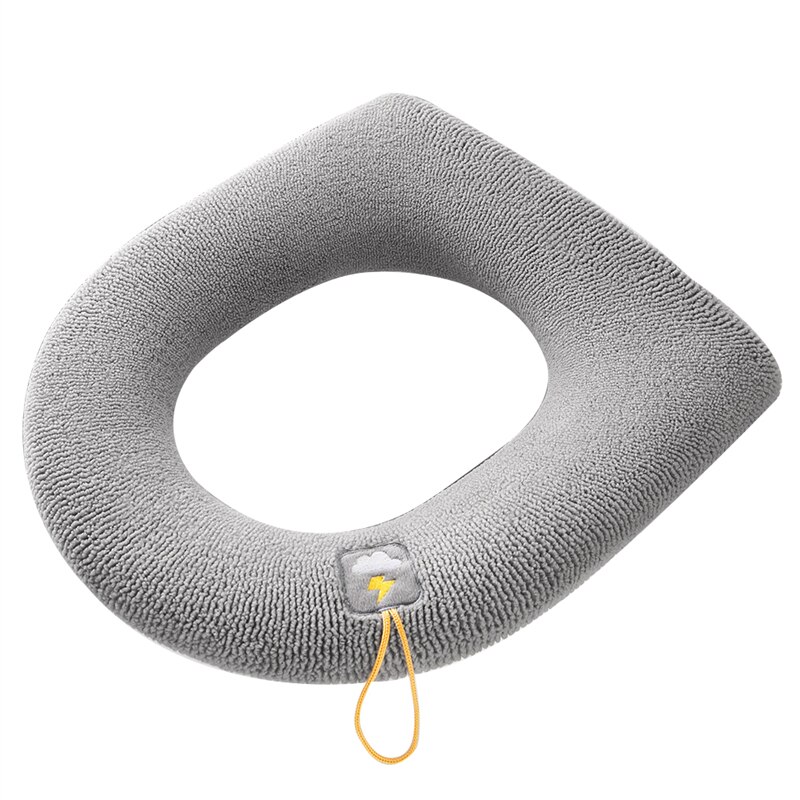Winter Warm Toilet Seat Cover Closestool Mat 1Pcs Washable Bathroom Accessories Pure Color Soft Knitting Warmer Closestool Mat: Dark gray