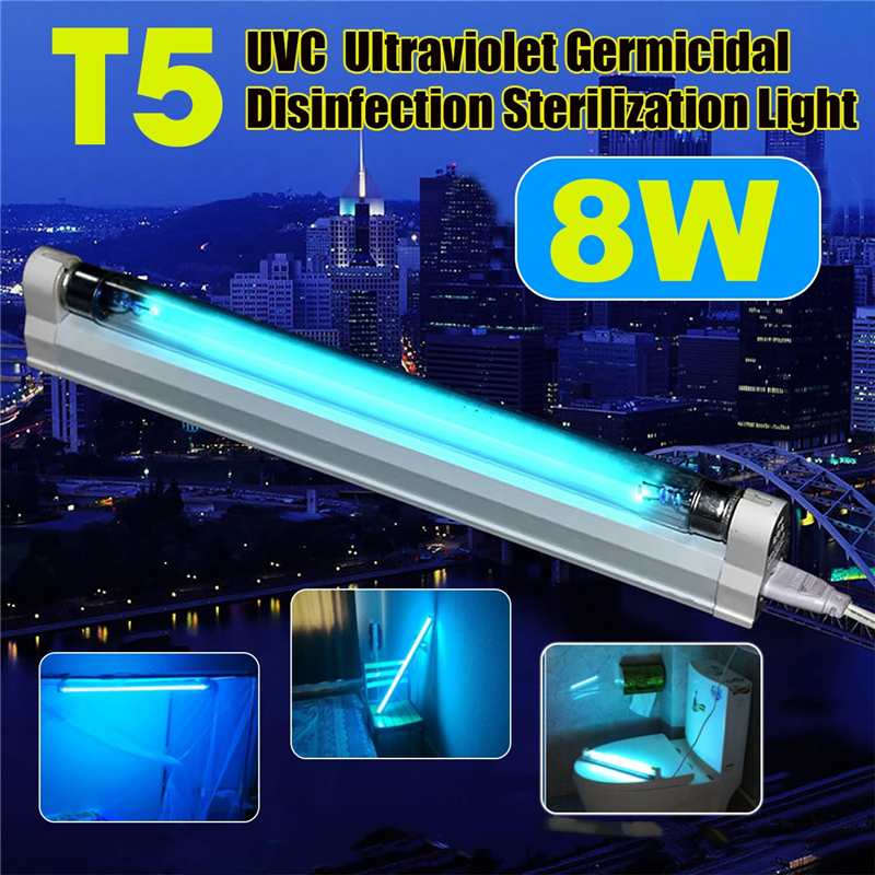 8W UVC Ultraviolet Lamp UV Sterilizer Lamp Germicidal Disinfection Sterilization Fluorescent Light EU US Plug AC110V 220V