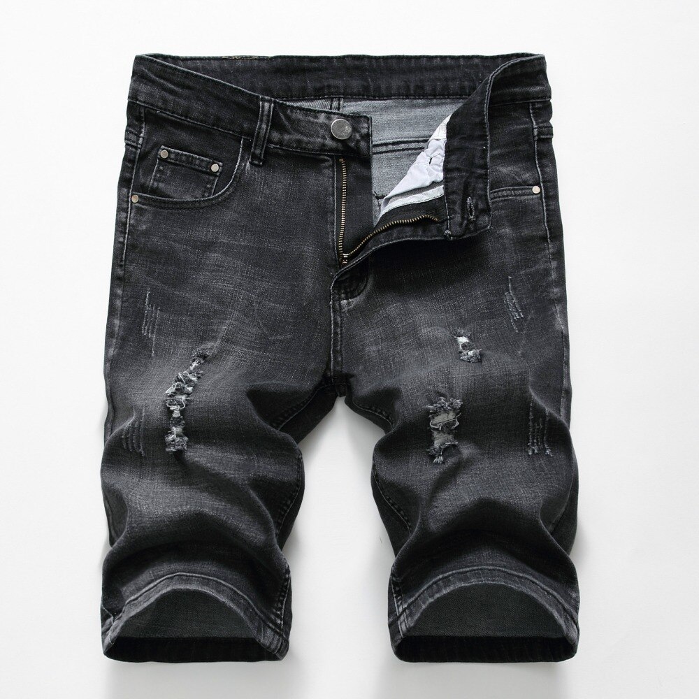 Shorts herre ripped korte jeans lige bomuldsshorts jean bermuda mandlig denim plus størrelse 28-40