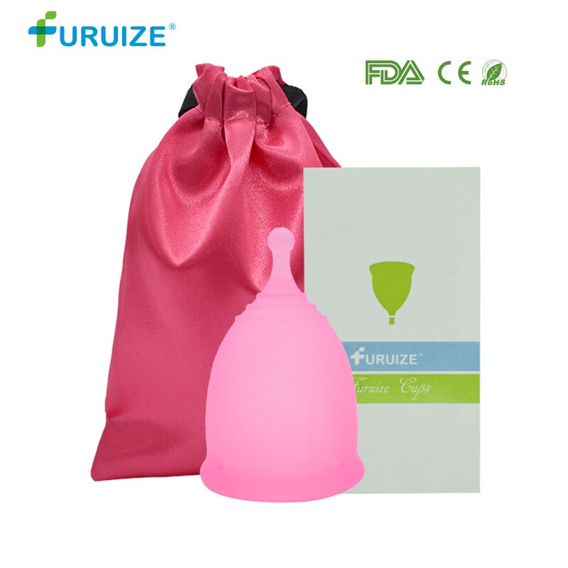 Copa menstrual para mujer, Copa de higiene femenina, Copa Menstrual reutilizable de grado médico de silicona, 100%: 1pcs-Cloth Bag-Pink / L size