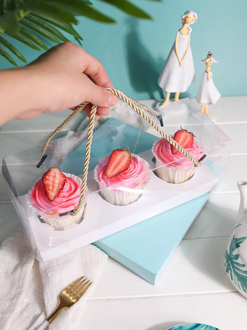 5 st transparent kakrulle förpackningslåda bärbar låda bakverk bakning förpackning fest födelsedag förpackning låda