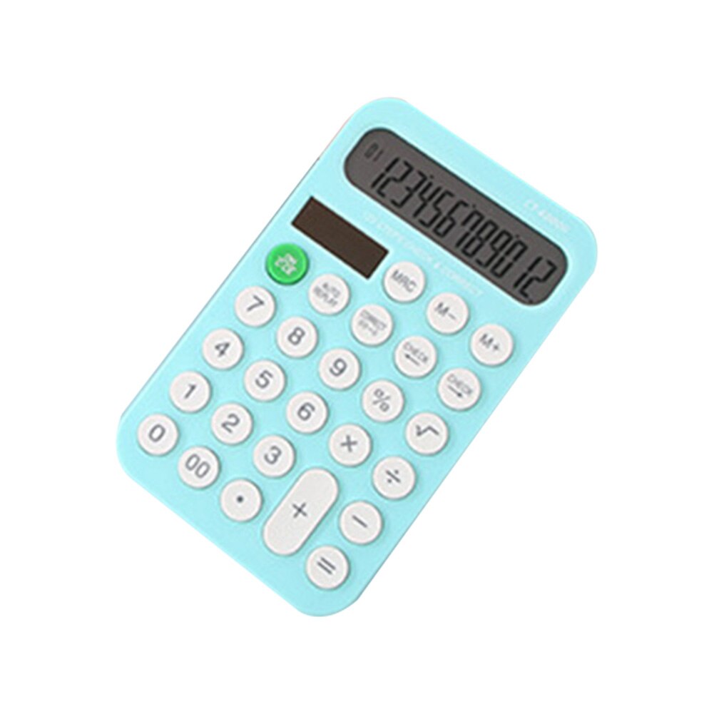Office Large Screen Solar Calculator 12 Digits Solar Mini Calculator Handheld Office Supplies: Green