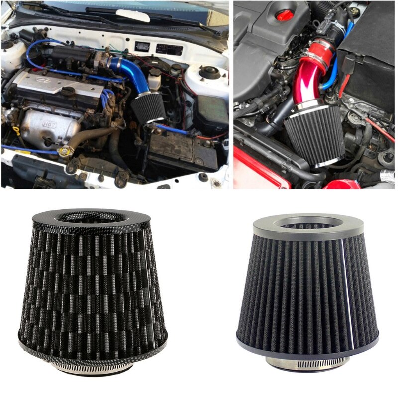 76Mm Racing Car Universal Air Filter Auto Carbon Power Flow Air Intake Filter