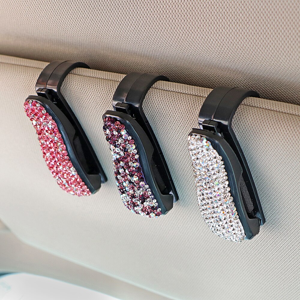 Rhinestone Car Sun Visor Glasses Holder Fastener Clip for LADA Priora Kalina Granta Vesta Xray X-Ray lights niva 4x4 vaz