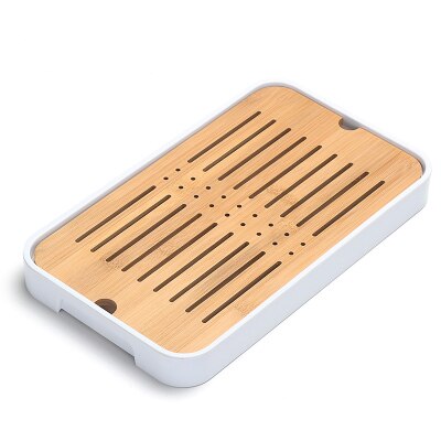Bamboo Tea Trays-Chinese Tea Serving Kung-Fu Tea Tray Set-Melamine+Bamboo Tea tabl Tray- Drainage Water Storage Tea Set Tools: 6