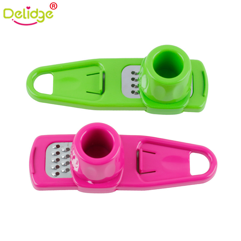 Delidge 1 pc Candy Kleur Knoflookpers Multi-functionele Slijpen Knoflook Mini Gember Slijpen Rasp Schaafmachine Slicer Cutter