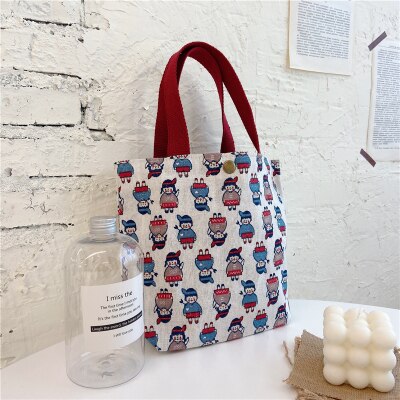 Original Korean Canvas Lunch Bag Lunch Box Hand Bag Cotton Linen Cloth Handbag Small Compact Large Capacity Mommy Bag: kids