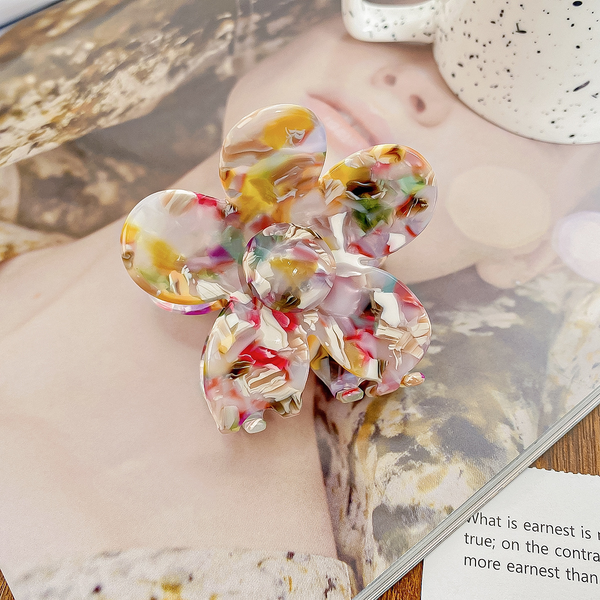 Nueva flor, coleta, pinza para el pelo de tiburón para mujer, pinza para el pelo gruesa, pinza para el pelo de acetato, pasadores, accesorios para el cabello: Morado