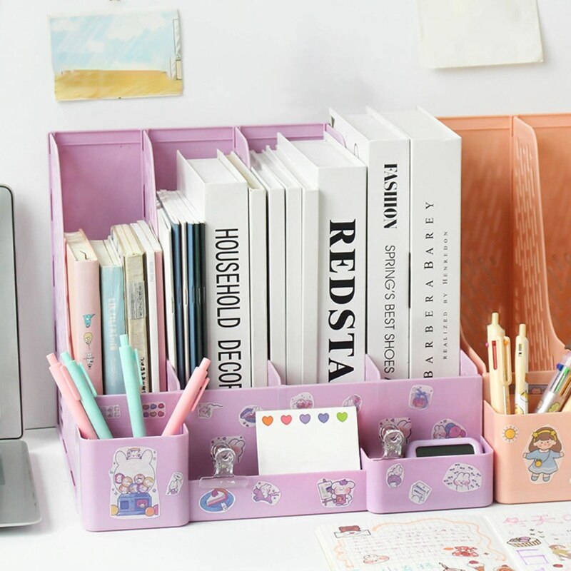 57EC Office 4-layer File Holder Letter Size File Organizer Holder Easy to Pull/Push