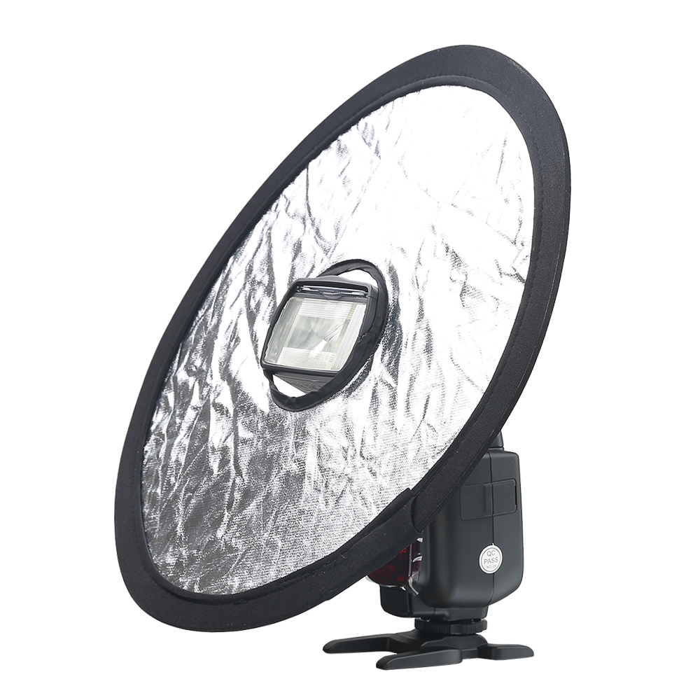 2in1 30cm Gold Silver Portable Folding Reflector DSLR Camera Accessories Flash Diffuser Softbox Photography Reflector with Hole