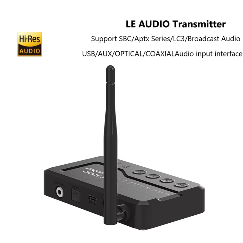 Le audio bluetooth 5.3 ljudsändaradapter för tv, hörlurar med förlustfri auracast  lc3 för spel, musiktittande – elect