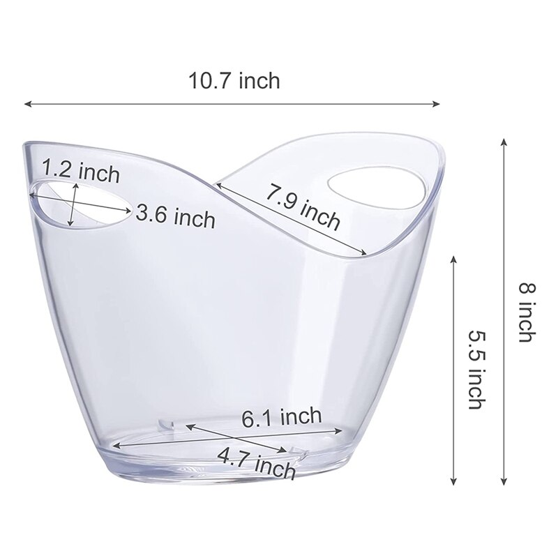 Ice Bucket Wine Bucket Clear Plastic Bucket Perfect For Wine Champagne Or Beer Bottles