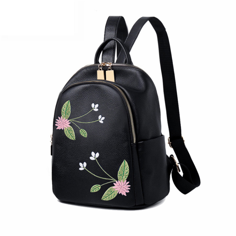 Sacs à dos femmes sacs à bandoulière voyage décontracté PU National broderie sac d'école femmes sac à dos pour adolescentes