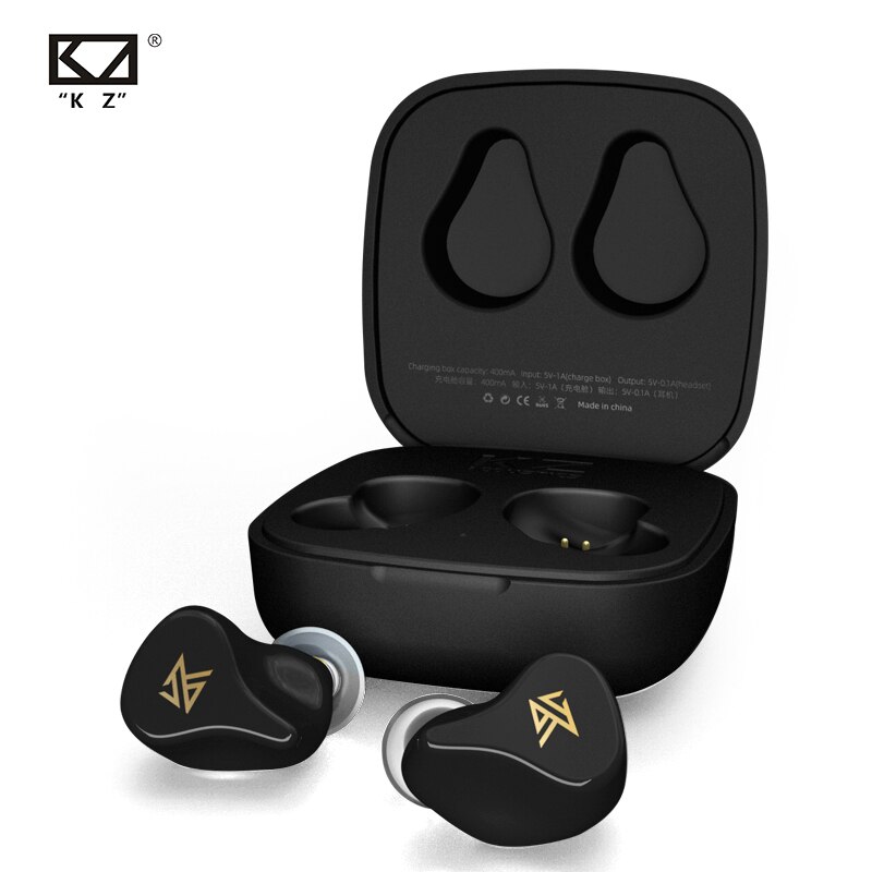 Kz  z1 tws øretelefoner ægte trådløse mini øretelefoner bluetooth 5.0 vandtæt in-ear hovedtelefon bas headset kz  s1 s1d: Z1- sorte