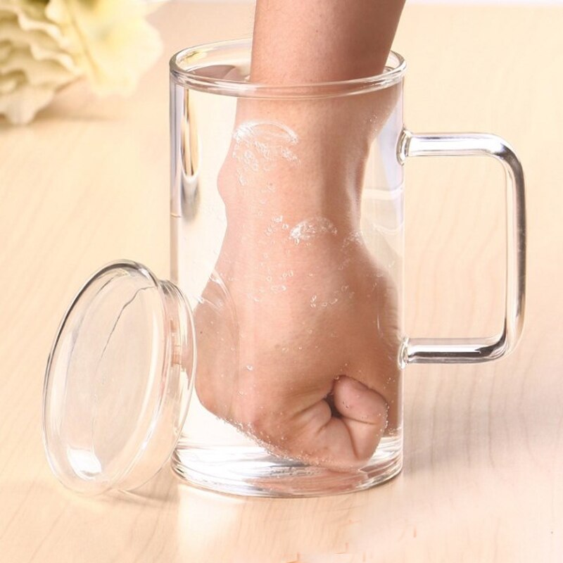 1000ML High Borosilicate Lead Free Glass Large Capacity Cup High Temperature Resistant Simple Home Office Handle Cup with Lid