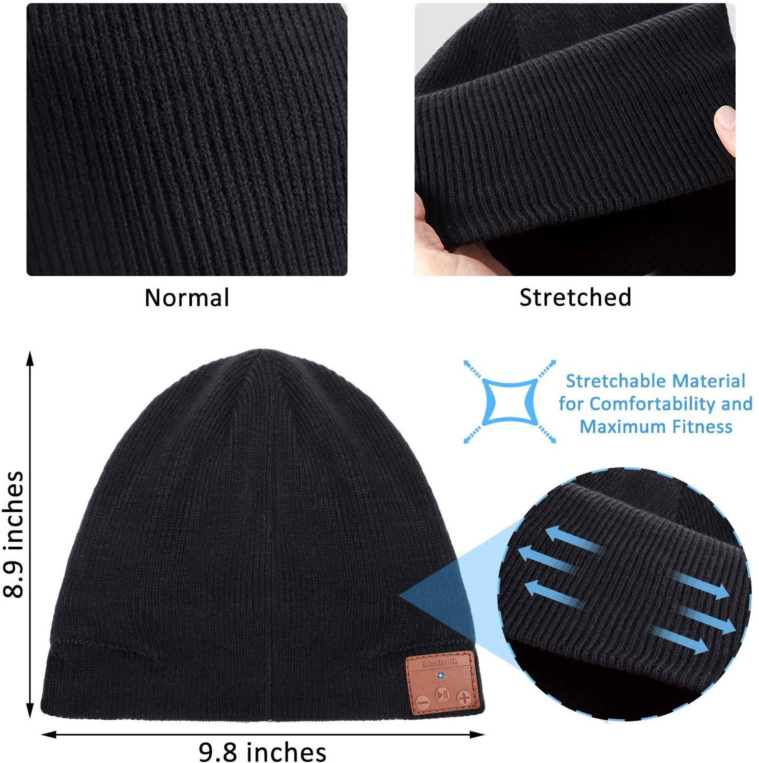 Beanie-auriculares inalámbricos V5.0 con Bluetooth para hombre y mujer, audífonos Unisex de música de punto, con altavoces estéreo HD integrados, de invierno