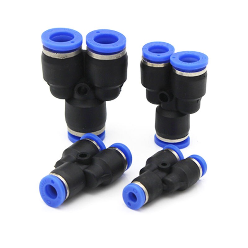 3- vägs port y form pneumatisk luft 12mm 8mm 10mm 6mm 4mm od slang rör tryck plaströrskopplingar