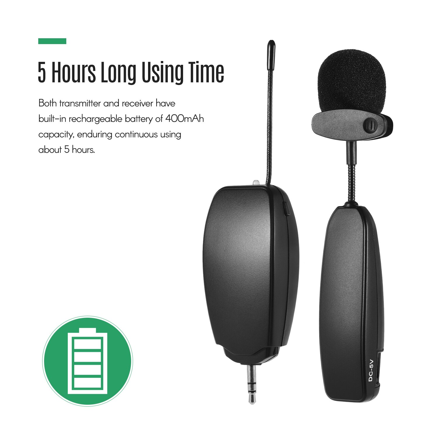 Wireless Microphone System Transmitter Receiver Lavalier Lapel Mics for Public Speaking Voice Amplifier Electronic Instruments: 1Transmitter
