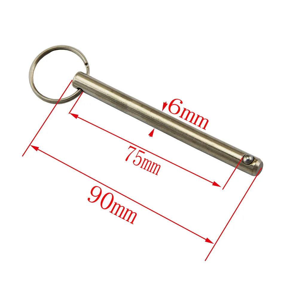 Diameter 1/4 " & 6mm rostfria kulstift, användbar längd 16-90mm med fjädrande kula för biminitop, marin hårdvara: Svart