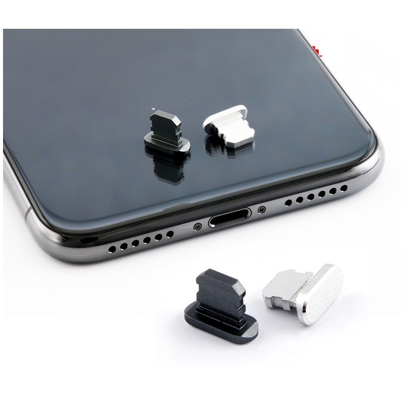 Praktisk mobiltelefon anti støv stik metal oplader port anti støv stik til iphone 5 6 7 8 stik x usb port cover støv stik