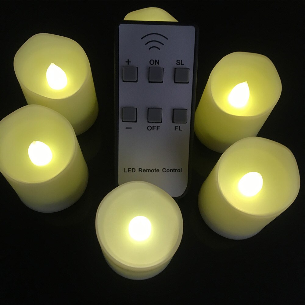 Set of 12 LED Flameless Candles With Remote Control, White Flickering Electronic Candles,Battery Included