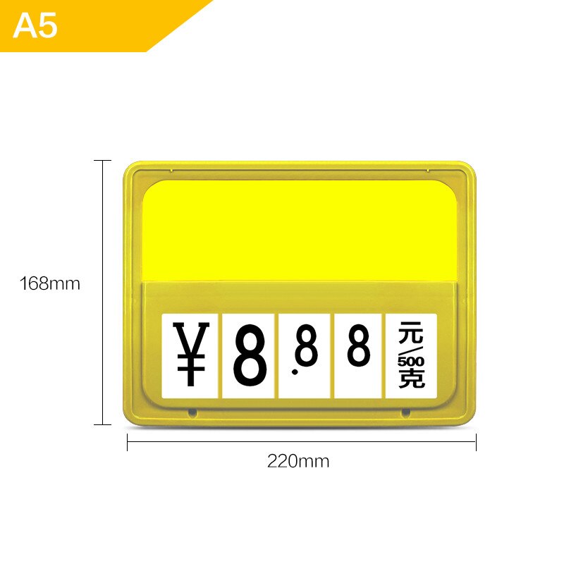 Panneau publicitaire pour fruits et légumes Pop A4 A5, en carton pour plafond, prix, étiquette avec nom, prix ajustable: Yellow-A5
