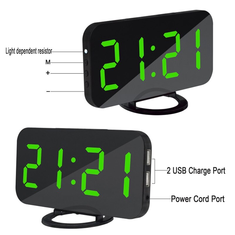 Nice Home Multifunctionele Led Spiegel Alarm Art Digitale Wandklok Poort Moderne Mirrored Elektronische Snooze Analoge Tafel Klok: 003