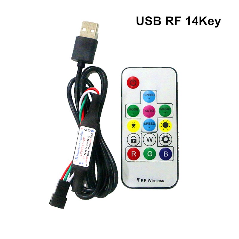 Usb Led Controller Mini 3key Rf 14key 17key 21key Led Pixel Lichten Rgb Controller Remote Dimmer Voor Dc 5V pixel Full Color Strip