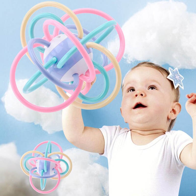 1Pcs Baby Rattles Grasping Toy Newborn Toys Infant Teether Training TPU Colorful Hollow Sphere Grasping Ball Baby Supplies