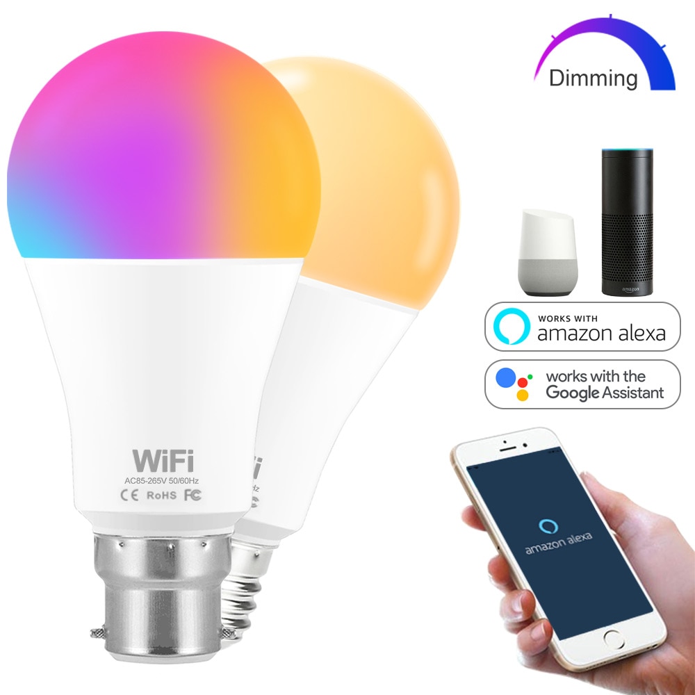 Dimbare 15W E27 WiFi Slimme Lamp Lamp Warm wit, /wit/RGB LED Lamp App Bedienen Alexa Google Assistent Voice Control