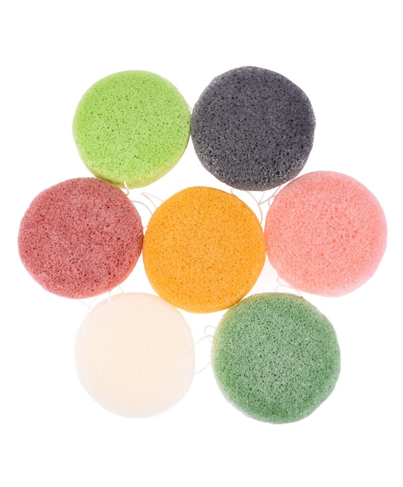 1pcs Round Shape Konjac Sponge Cosmetic Puff Face Cleaning Sponge Natural Konjac Puff Facial Cleanser Tool Wash Flutter