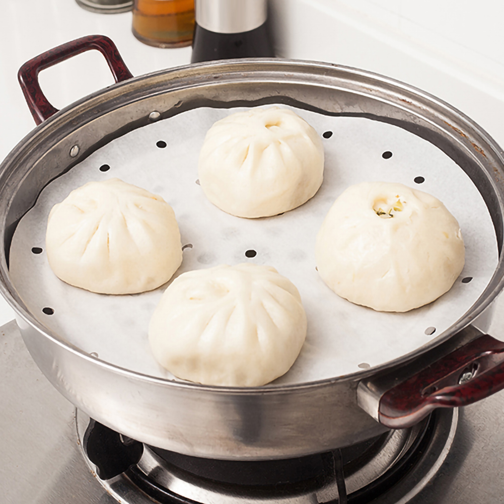 100 Sheets of Round Baking Paper Steamed Paper Oven Barbecue Steamed Bun Paper