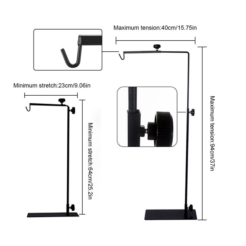 Reptile Lamp Stand Adjustable Telescopic Metal Floor Lamp Bracket for Succulent Lizard Tortoise Turtle Heating Light Holder