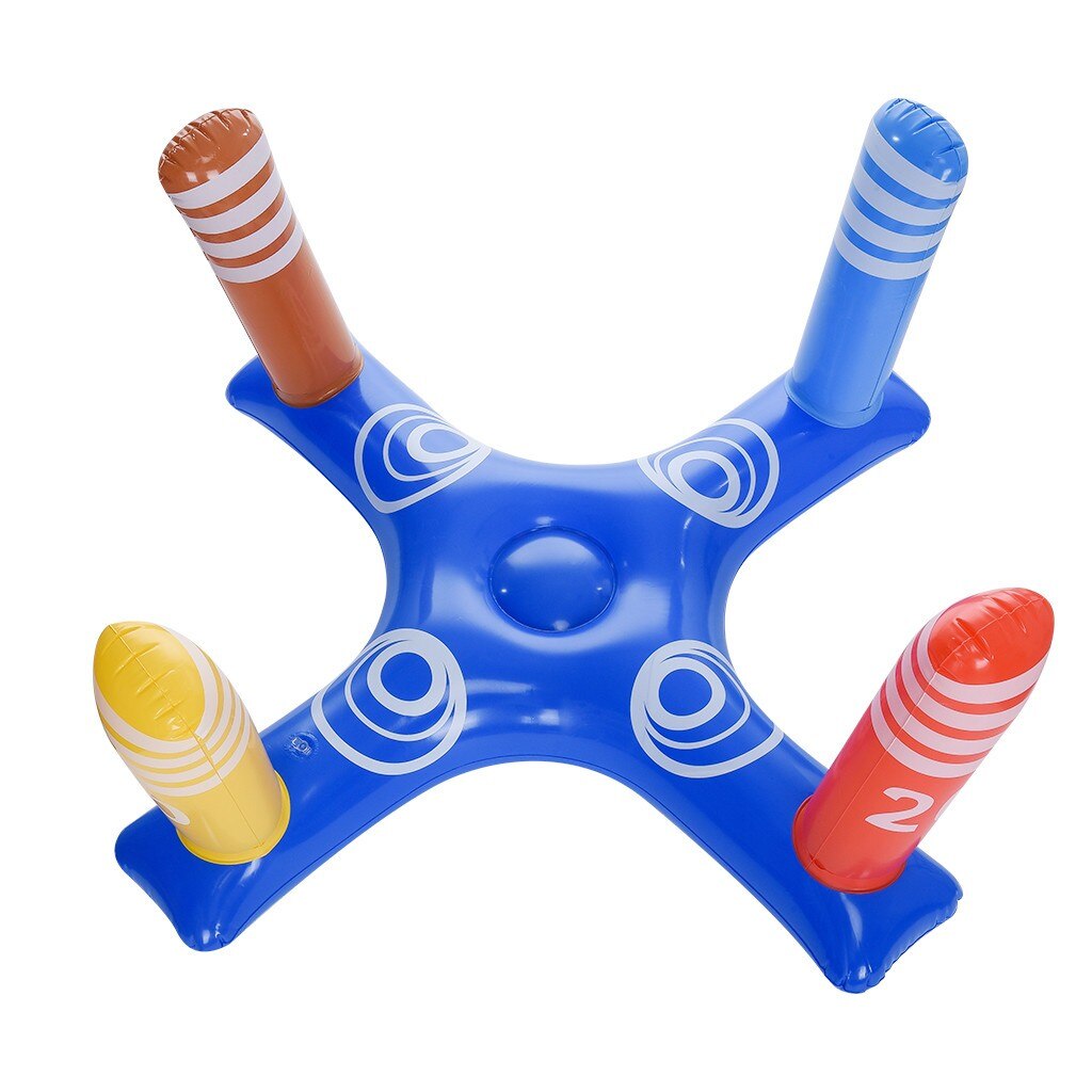 Swimming Rings With Inflatable Ring Toss Pool Game Toys Floating Swimming Pool Ring With 4 Pcs Rings Pool Accessories