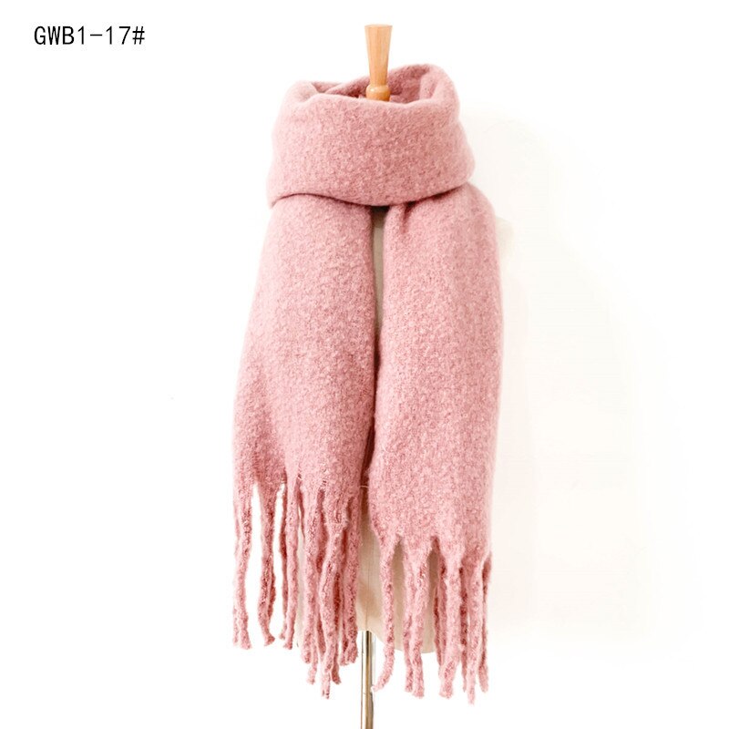 DIANRUO doux cachemire tricot écharpe pour les femmes hiver foulards Hijab solide Pashmina dame châle envelopper Double face écharpes Q351: GWB1-17