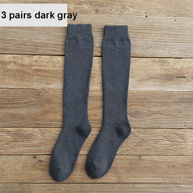 6Stck = 3Paare männer Winter Kompression Strumpf Warme Heiße Knie Hohe Lange Bein Frottee Socken Warme verdicken Abdeckung Waden Socken Größe 38-44: dunkel Grau