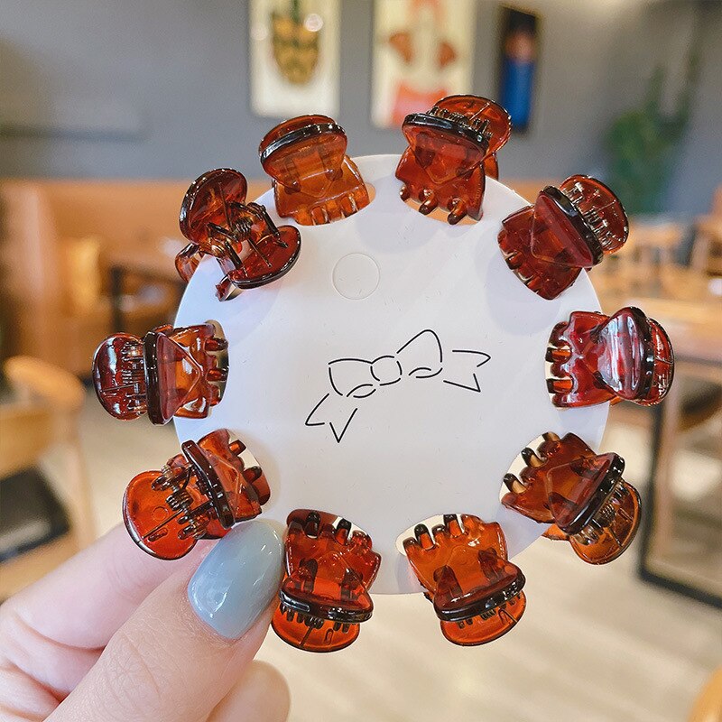 10/1Pcs Velvet Hair Claw Heart-shape Hair Clip Women Mini Size Claw Clip Solid Color Hairpin Barrettes Headwear Hair Accessories