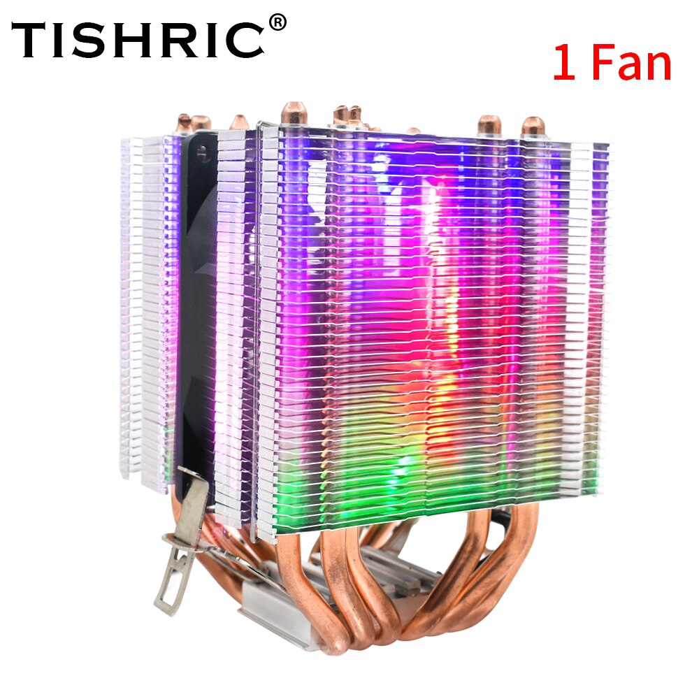 TISHRIC-ventilador de refrigeración de CPU de 6 tubos de calor, 4 pines, PWM, RGB, PC, para Intel LGA 1150, 1151, 1155, 1200, 1366, , X79, X99, AM3, AM4: 1 Fan 4 Pin PWM / AM3-AM2-FM2-FM1