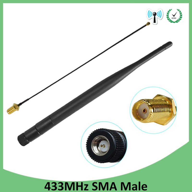 2 Stuks 433 Mhz Antenne 5dbi Sma Male Connector Vouwen 433 Mhz Antena Waterdichte Directionele Antenne + RP-SMA/U. fl Pigtail Kabel