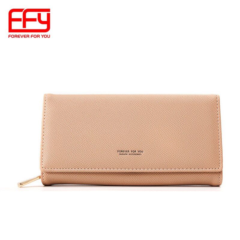 portefeuille multifonctionnel Long portefeuille Simple fermeture éclair pièce sac femmes porte-carte porte-billets femme sac: apricot
